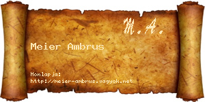 Meier Ambrus névjegykártya